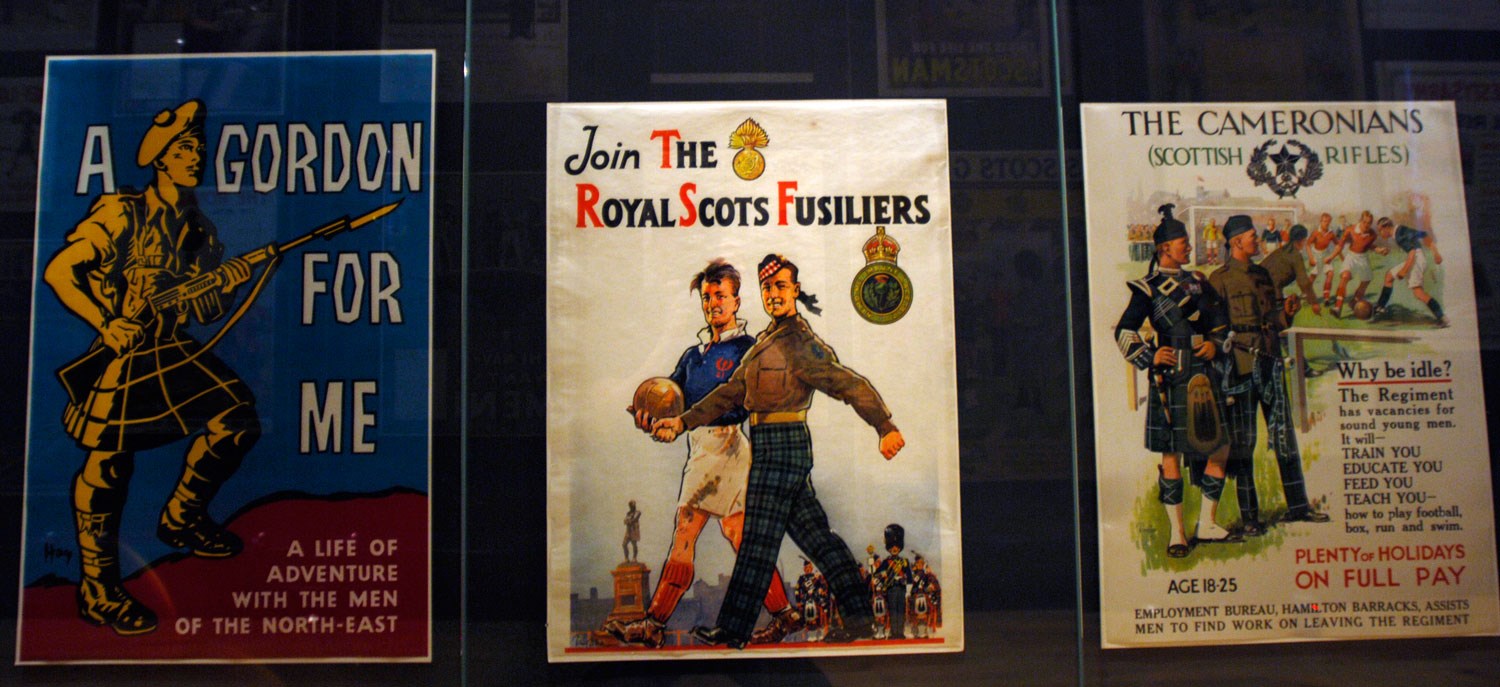 Three recruitment posters for different Scottish divisions of the Royal Forces.
