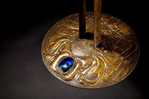 Copper and enamel candlestick by Margaret Macdonald and Frances Macdonald, mid-1890s, acquired by the Hunterian