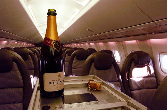 Champagne service on board Concorde