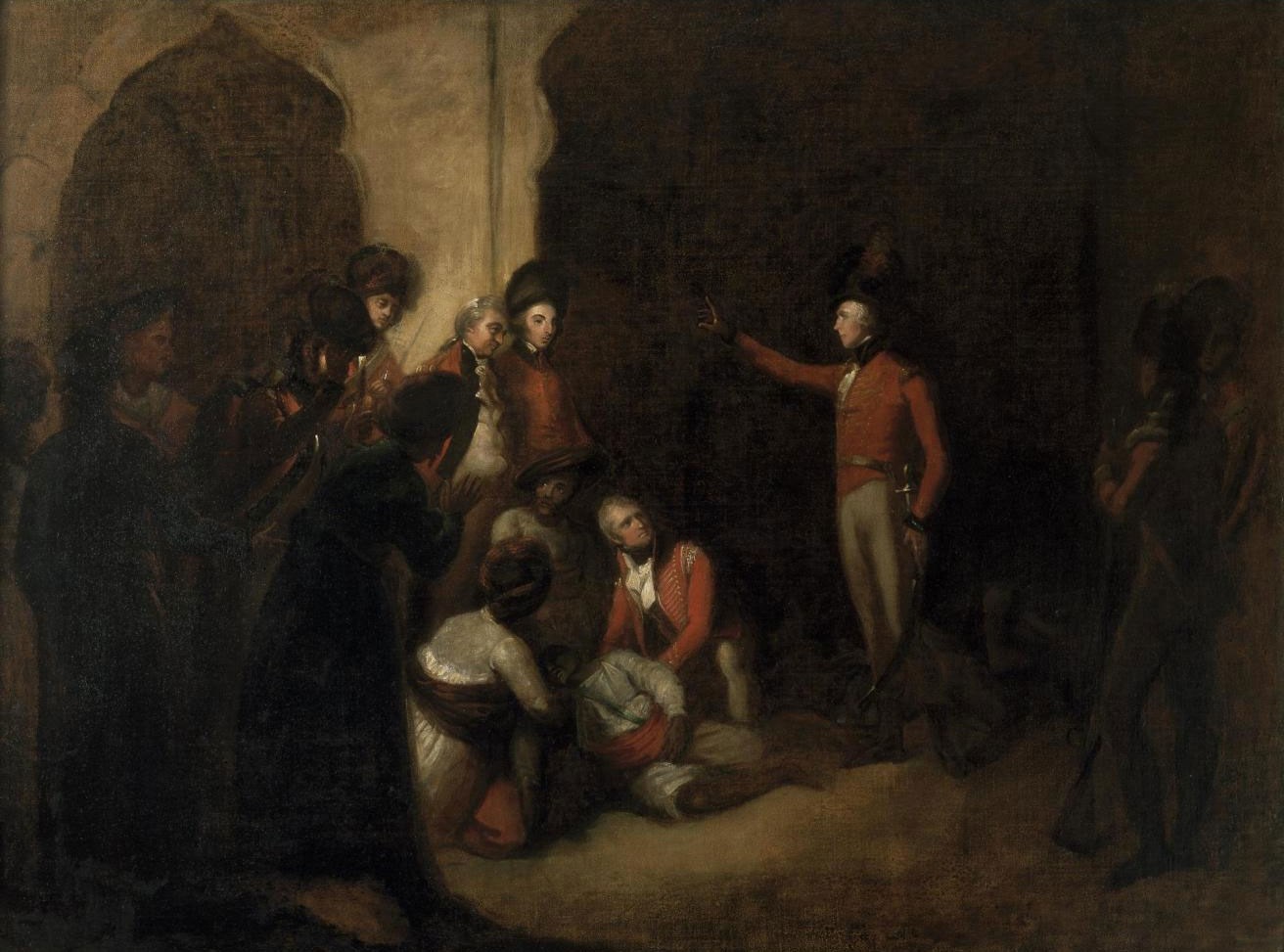 Oil painting of Baird and Wellesley discovering the body of Tipu Sultan