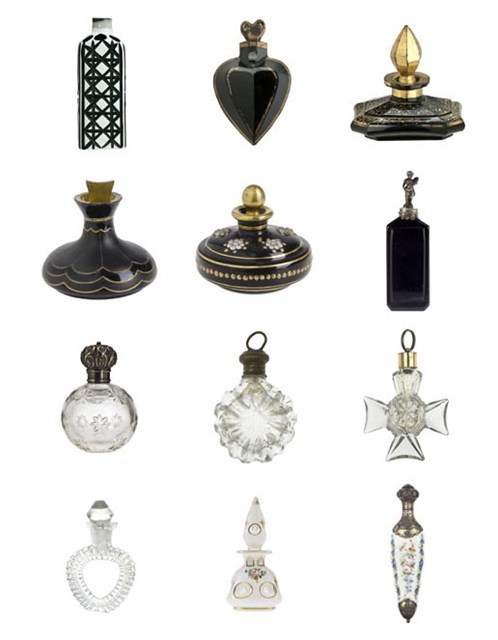 Black and clear scent bottles from the Ida Pappenheim collection