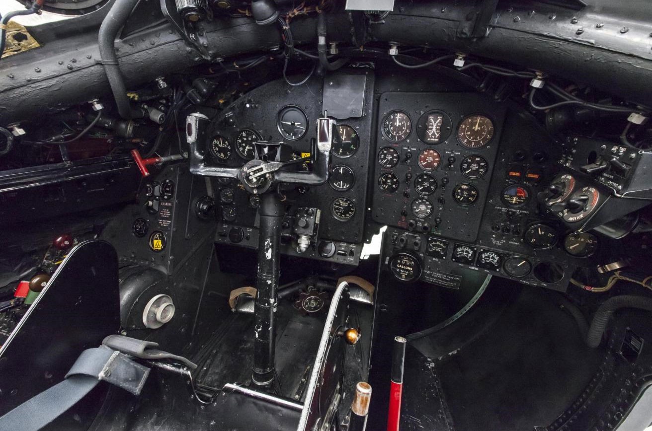 Inside the cockpit of a Canberra aircraft.