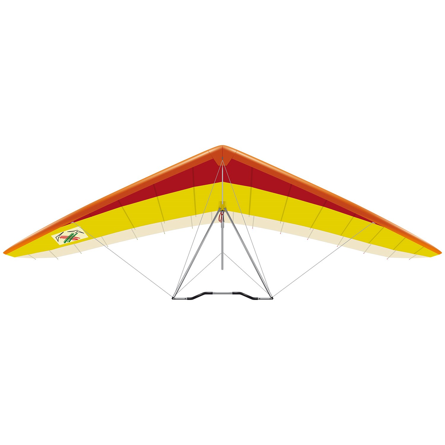 A red, yellow, and white Airwave Magic Kiss hang glider. 
