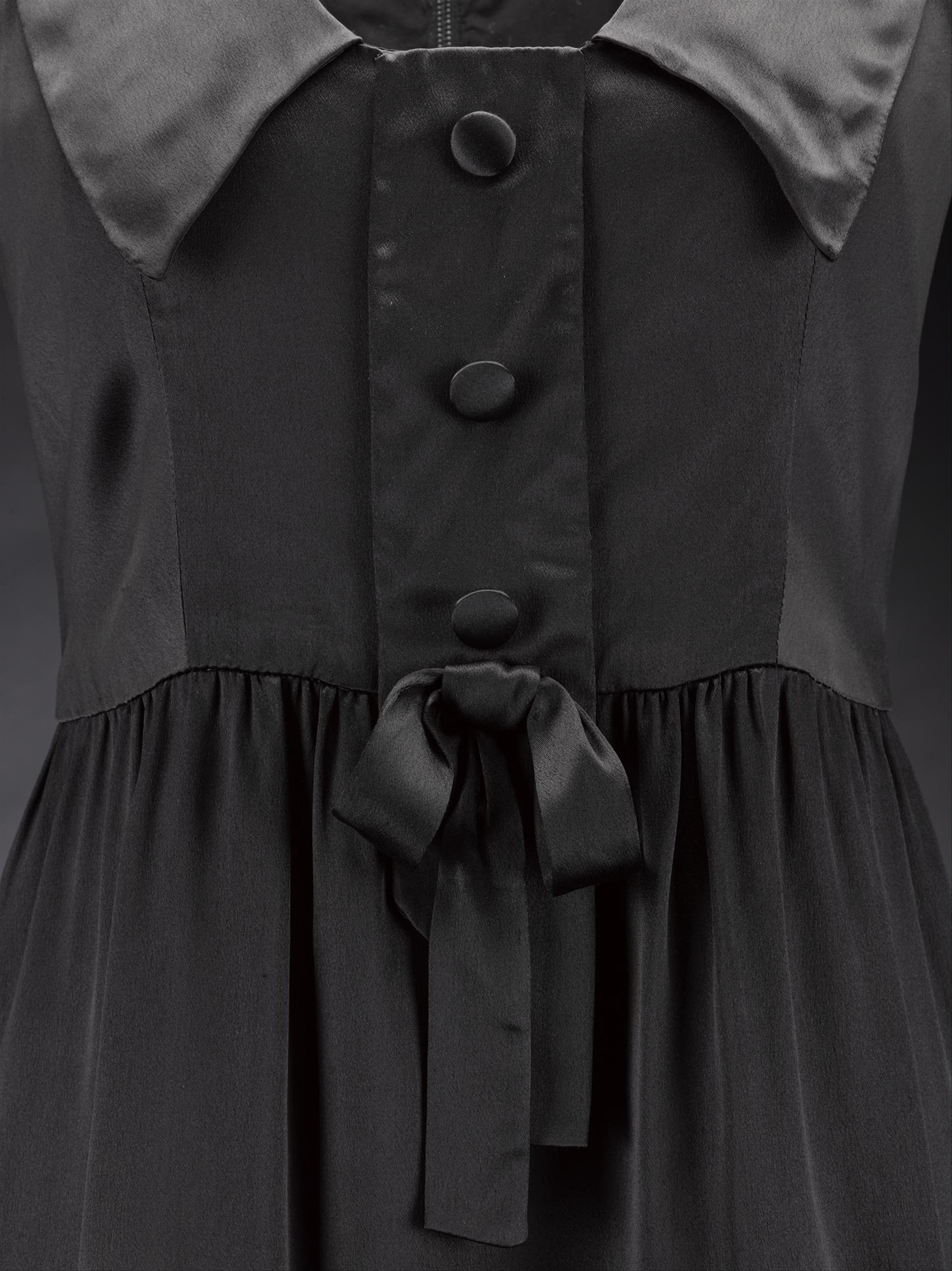 Black satin mini dress, c.1964.