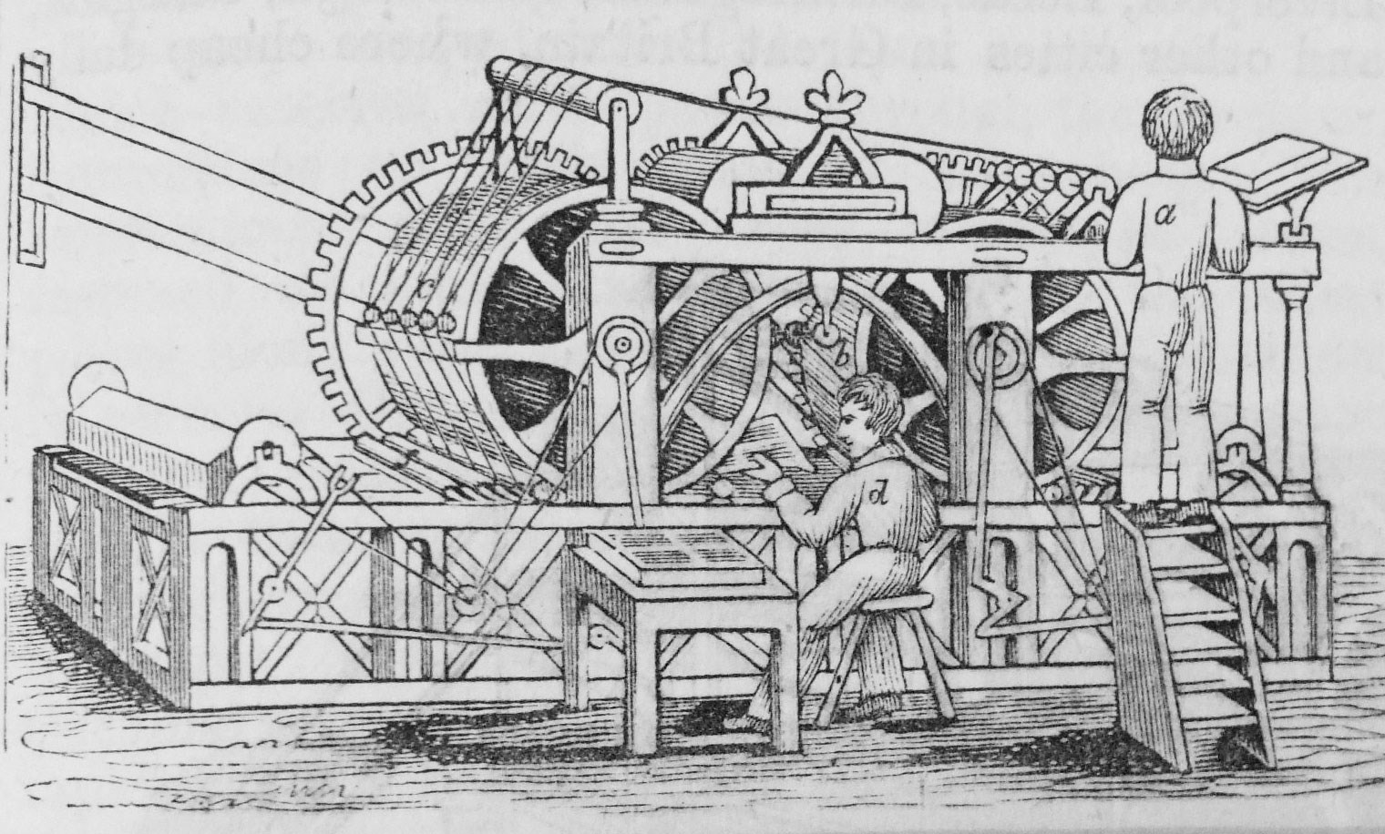 Applegath and Cowper book machine illustrated in Chambers's Encyclopaedia, 1865.