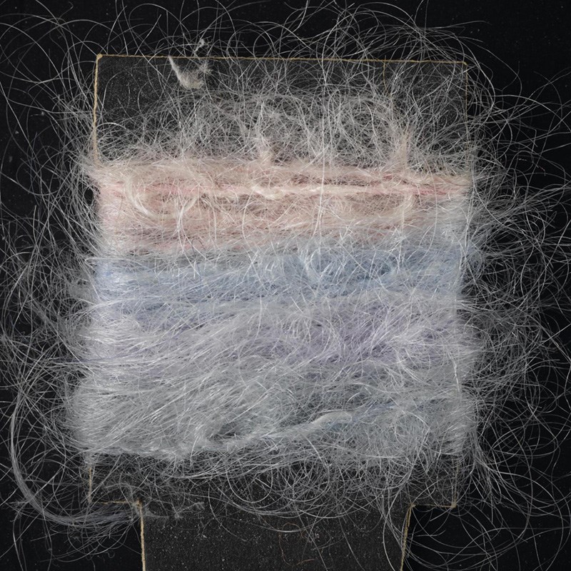 Pale pink, blue and purple mohair sample
