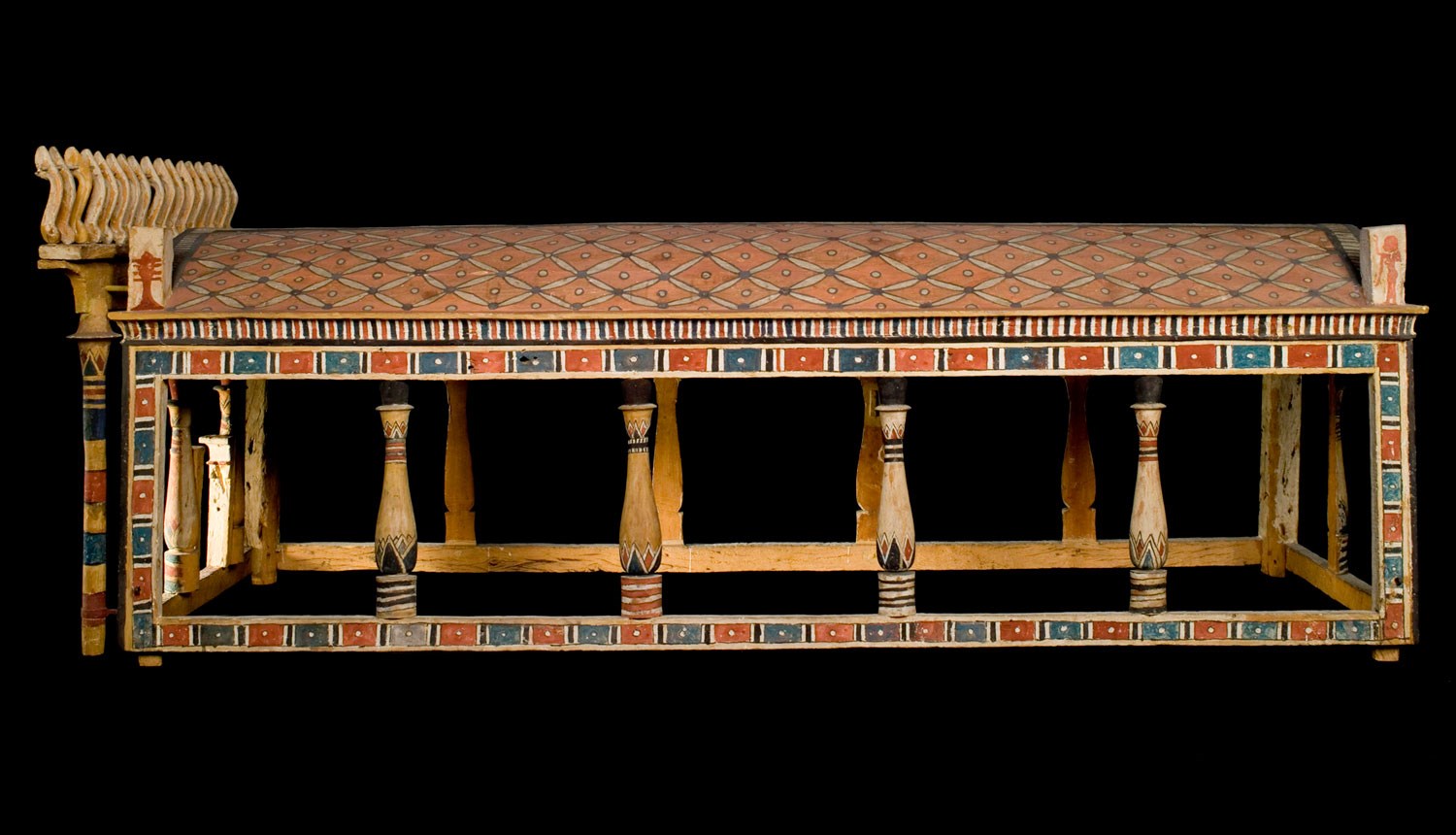 Ancient Egyptian Funerary Canopy of sycomore-fig wood painted in red