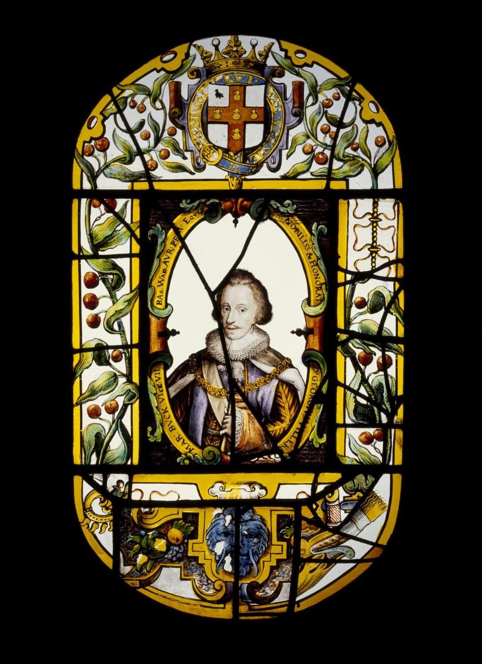 Stained glass panel of the Duke of Buckingham
