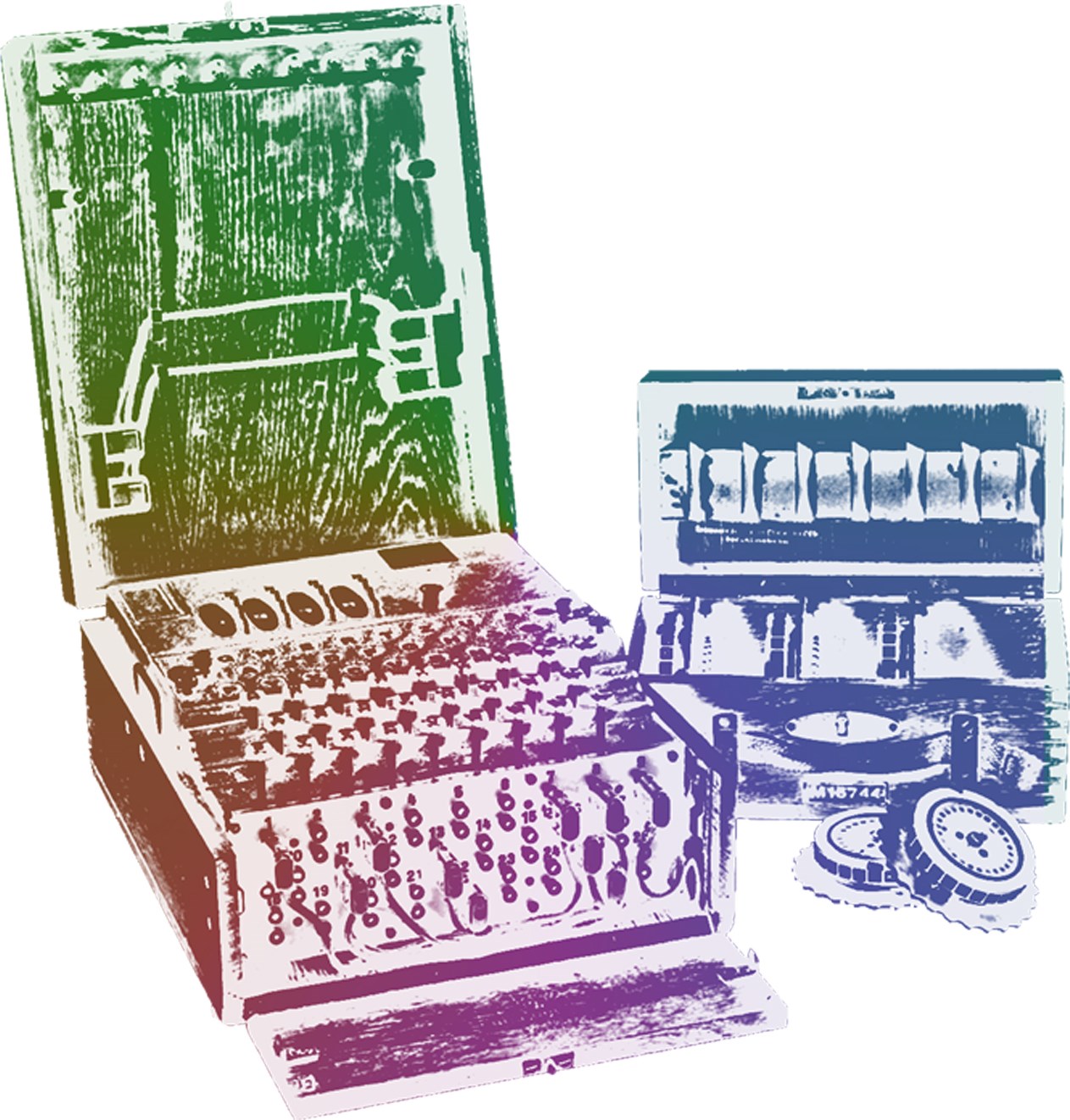 Multicoloured interpretation of the Enigma encoding macine