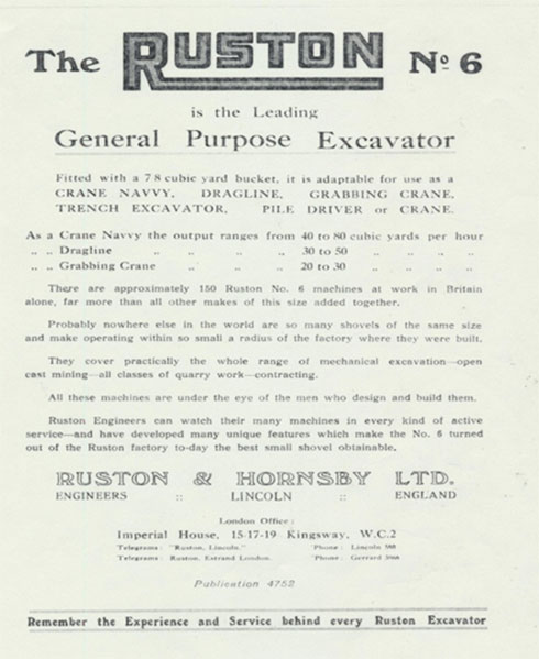 Advertisement for the Ruston No.6