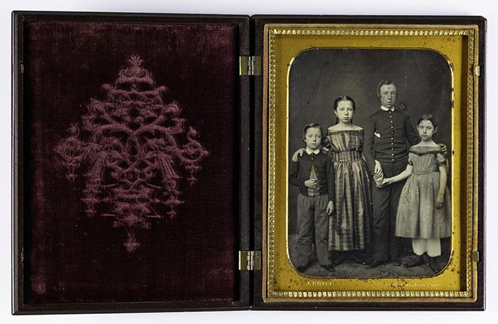 Daguerreotype of two girls and two boys
