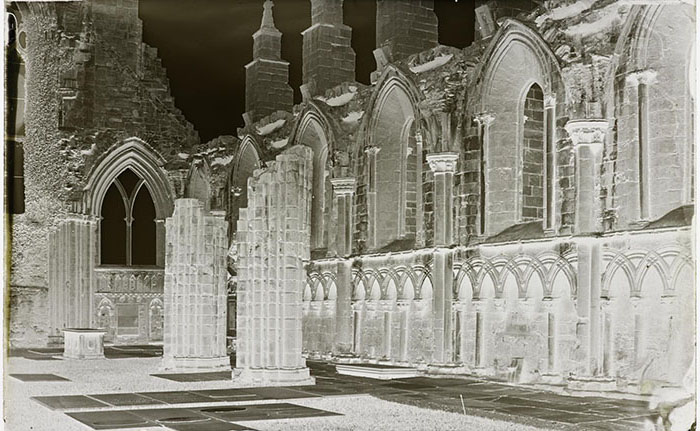 Wet collodion negative of a ruined abbey
