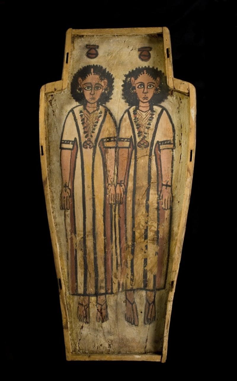 Double coffin of two half-brothers, Petamun and Penhorpabik: Ancient Egyptian, Upper Egypt, Thebes, late Roman Period, c.175-200 AD.