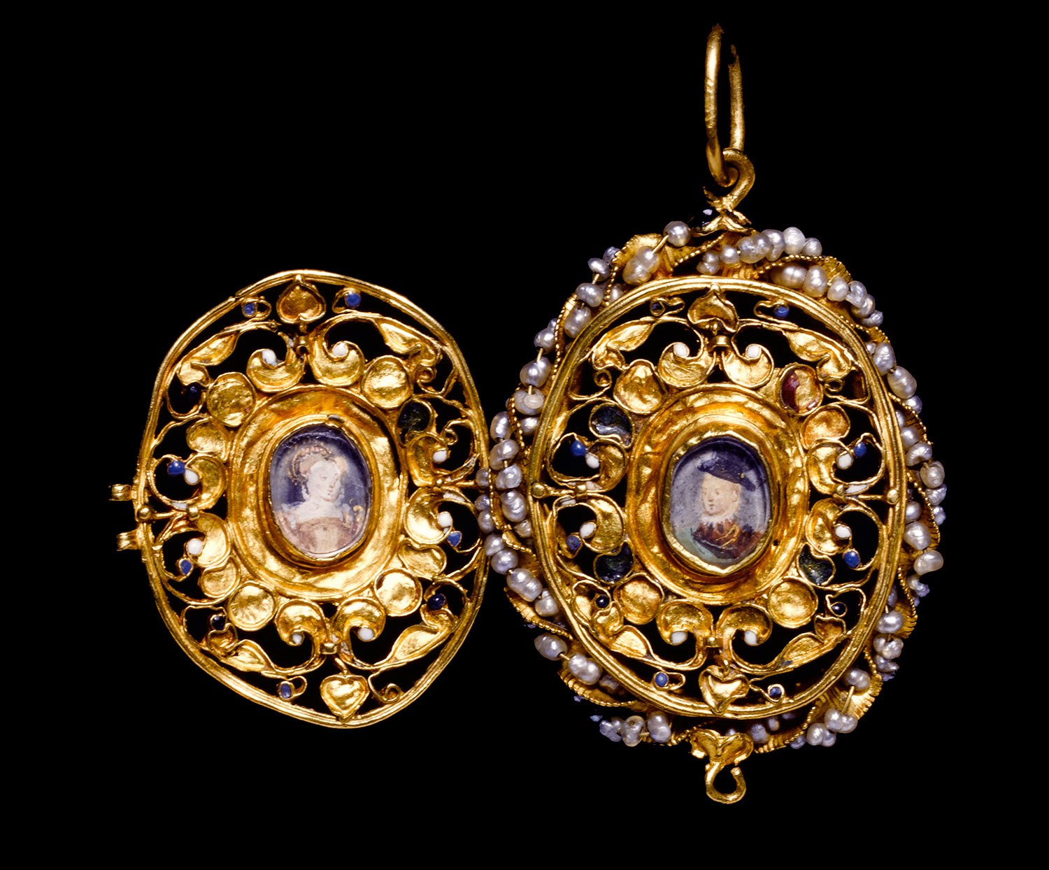The Penicuik jewels, a gold locket said to show Mary, Queen of Scots and her son James on the reverse