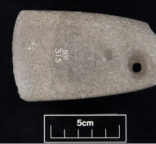 Perforated stone hammer