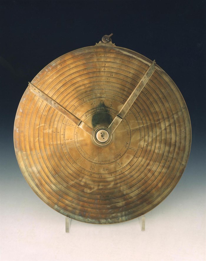 Instrument with circles of proportion devised by William Oughtred