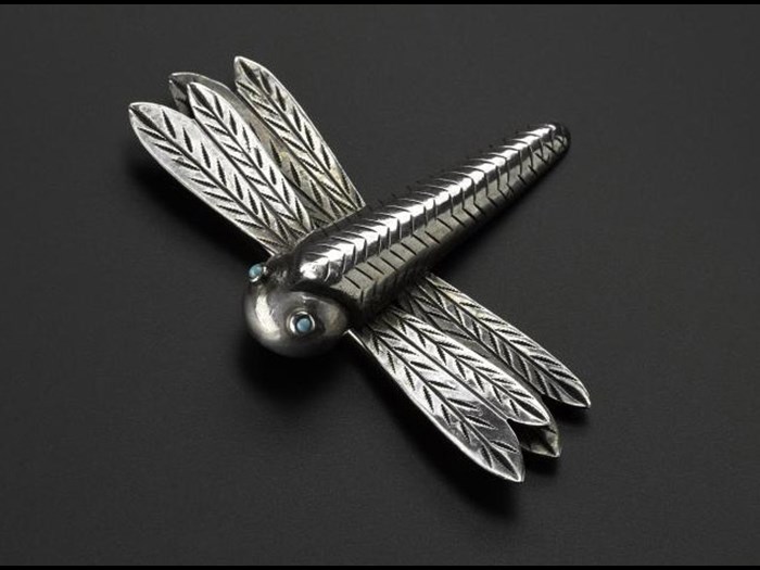 Dragonfly brooch with turquoise eyes, Navajo made, c.1940s.