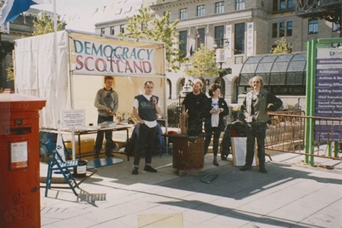 Democracy tent in use