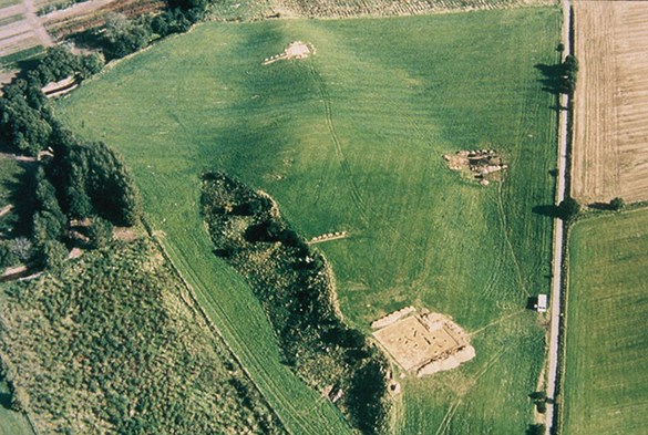 Aerial view of the site in Deskford where the carnyx was found. Image © Aberdeenshire Aerial Surveys.