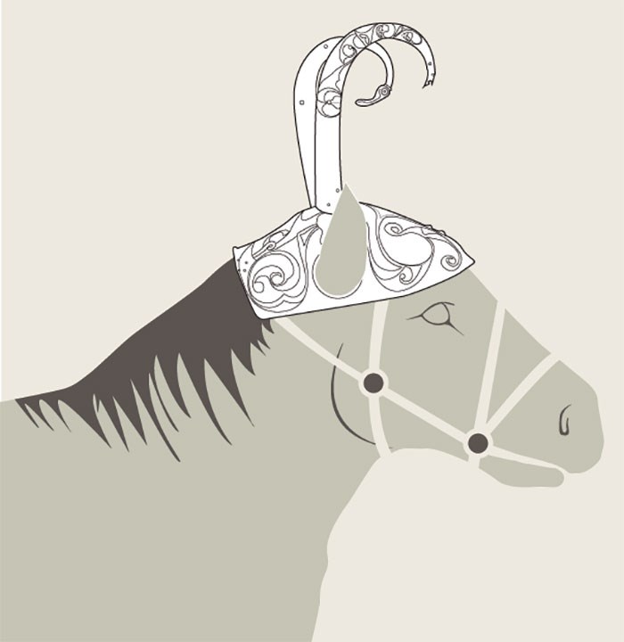 Illustration of the pony cap in use. © The Trustees of the British Museum.