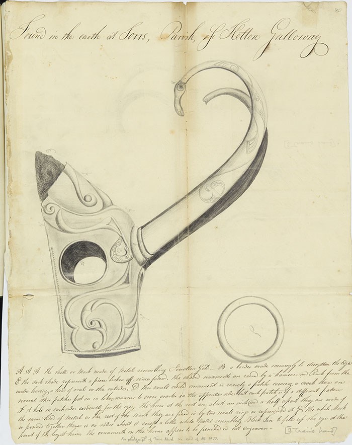 Above: Joseph Train’s drawing of the pony cap. © Reproduced by permission of the National Library of Scotland.