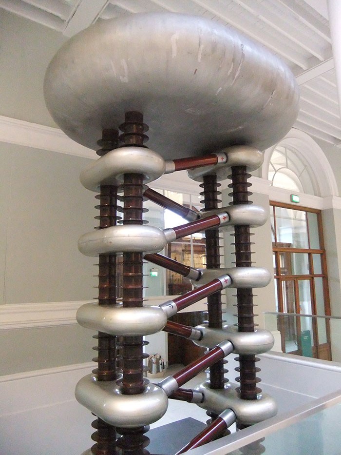 The Cockcroft-Walton generator in the Grand Gallery at the National Museum of Scotland