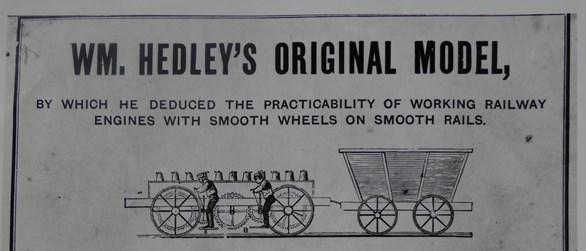 Hedley's experiment using a locomotive on smooth rails to pull heavy goods