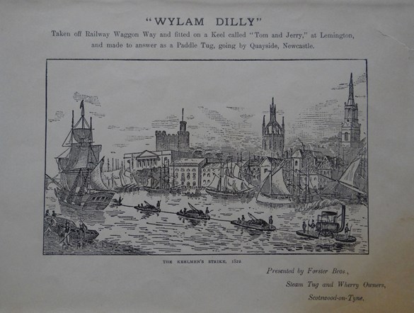 The amphibious Wylam Dilly pulling cargo along the river