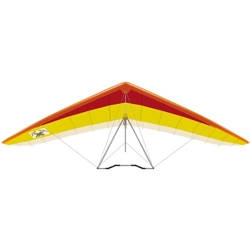 A red, yellow, and white Airwave Magic Kiss hang glider. 