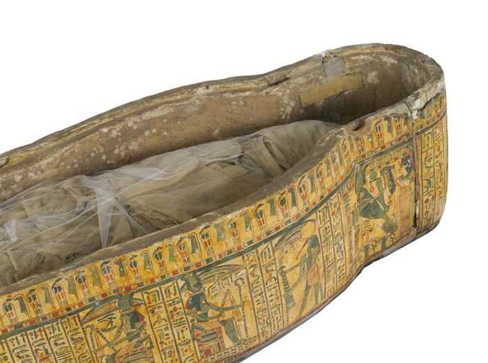 The mummy of Iufenamun in the coffin.
