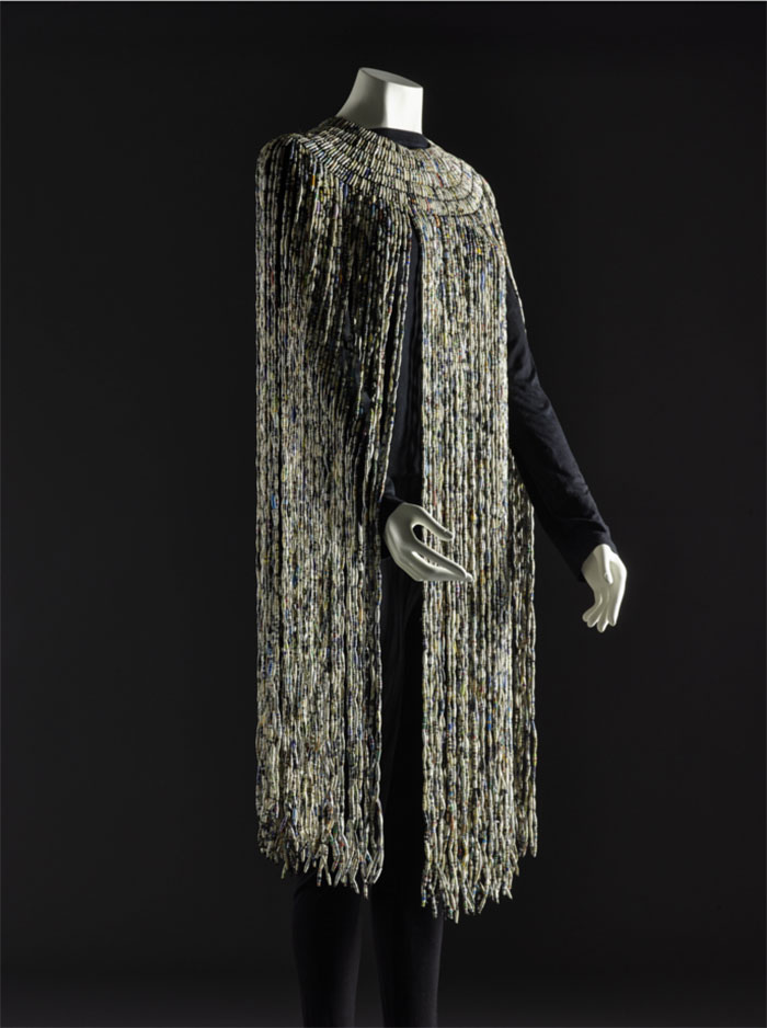 Above: A three-quarter view of Sanaa Gateja's 2014 bead-work shawl.