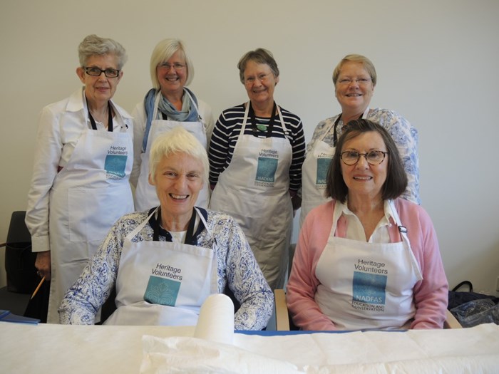 This team of volunteers is from the Edinburgh Decorative and Fine Art Society who have worked with our textile collections over a number of years.