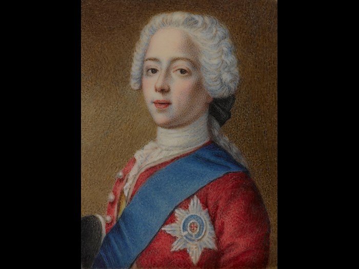 Portrait of Prince Charles Edward Stewart (detail from a miniature, watercolour on bone, artist and date unknown).