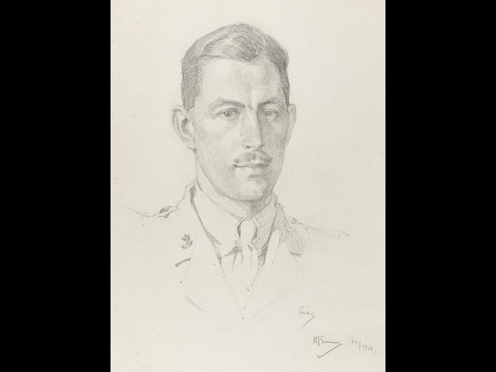 Portrait of Captain G Pride, 10th Battalion Cameronians, by 2nd Lieutenant Herbert J Gunn, 1918. 