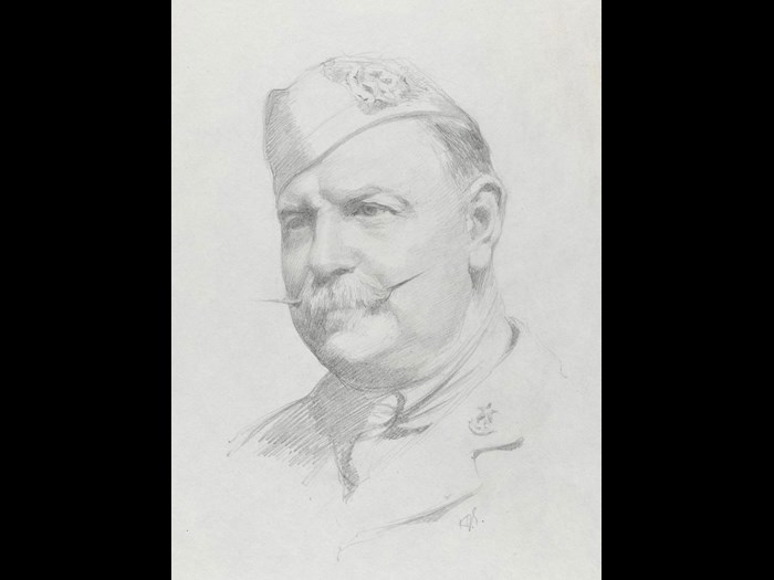 Portrait of Lieutenant and Quartermaster FRH Needham, by 2nd Lieutenant Herbert J Gunn, 1918.