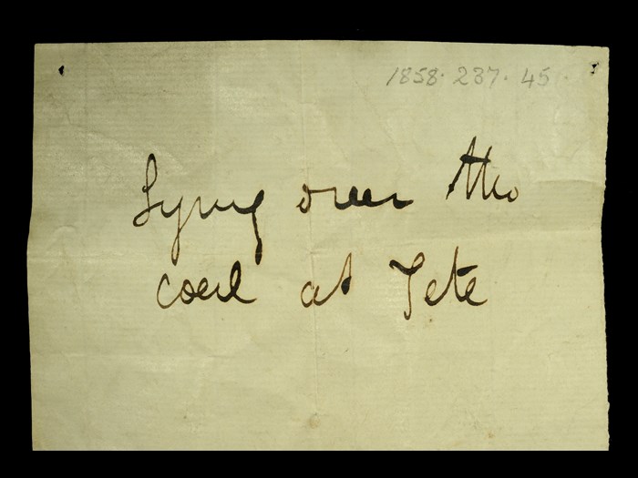 Livingstone’s note written in the field for the micaceous grit: ‘Lying over the coal at Tete.’