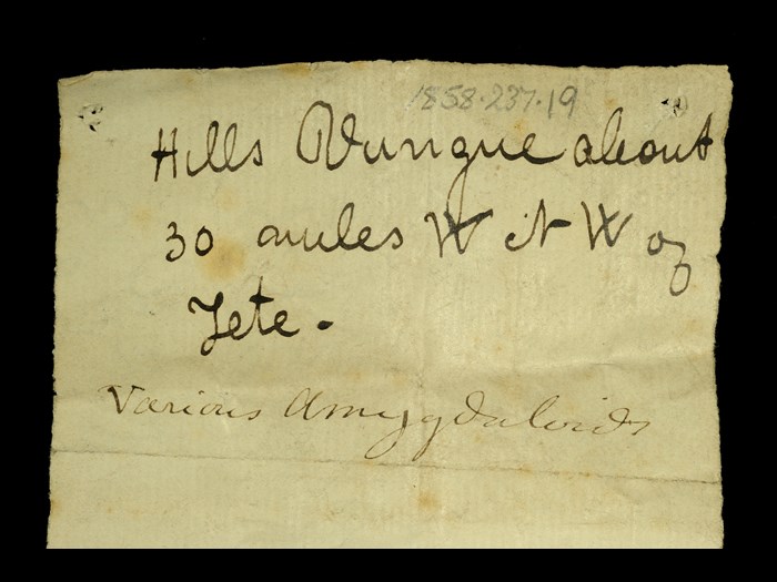 Livingstone’s note written in the field for the amygdales: ‘Hills Vunga about 30 miles WNW of Tete.’