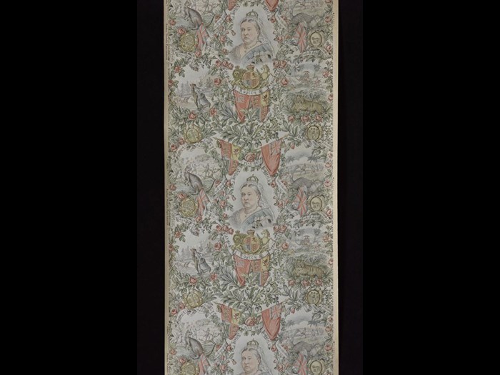 This wallpaper, designed to celebrate Queen Victoria's Golden Jubilee, can be found in the Design for Living gallery