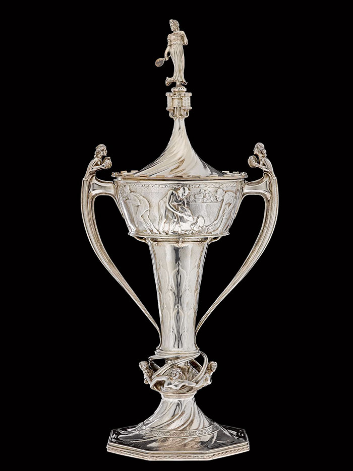 Silver cup presented to Arthur Burr by the Marquees of Winchester. Made by Omar Ramsden and Alwyn Carr of London, 1910-11. You can see this cup in the Design for Living gallery in the National Museum of Scotland.