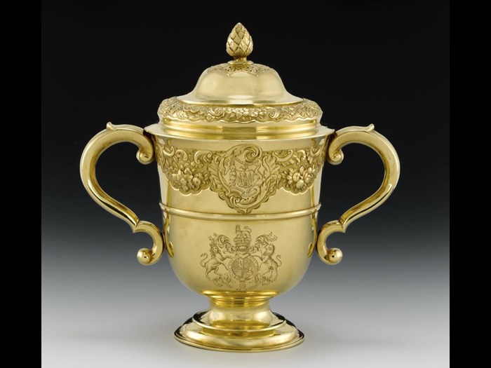 Gold cup and cover awarded as the King's Plate Prize at Leith Races. Made by Ker and Dempster of Edinburgh, c1751.