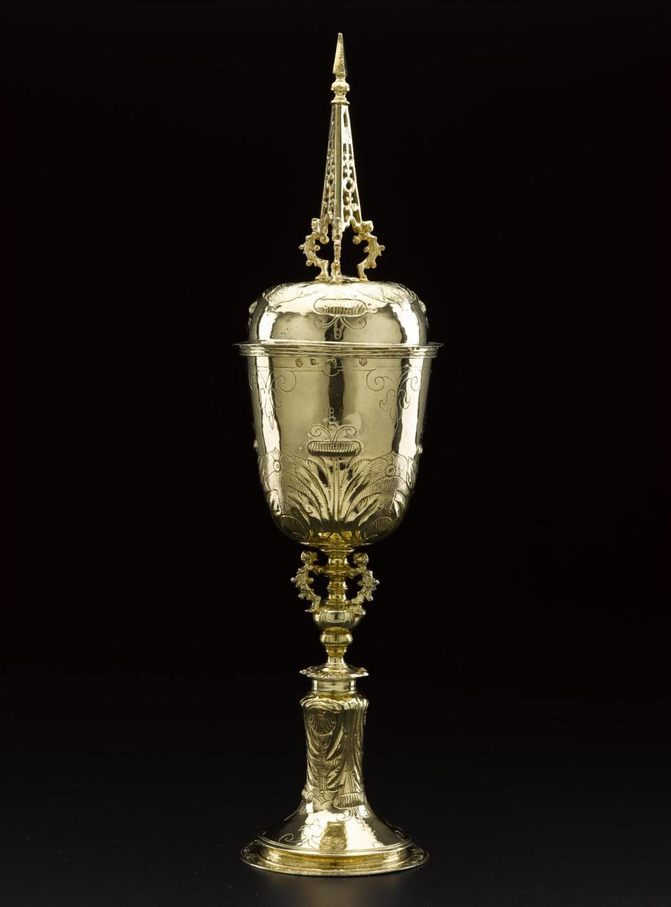 Silver-gilt steeple cup, made in London 1626-27 and signed with the initials CB. You can see this cup in the Art of Living gallery in the National Museum of Scotland.