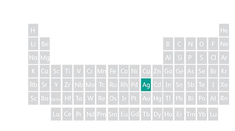 Periodic table showing silver