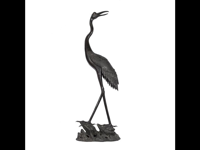 Incense-burner of bronze in the shape of a crane: Japan, 19th century. On display in the Inspired by Nature gallery at the National Museum of Scotland.