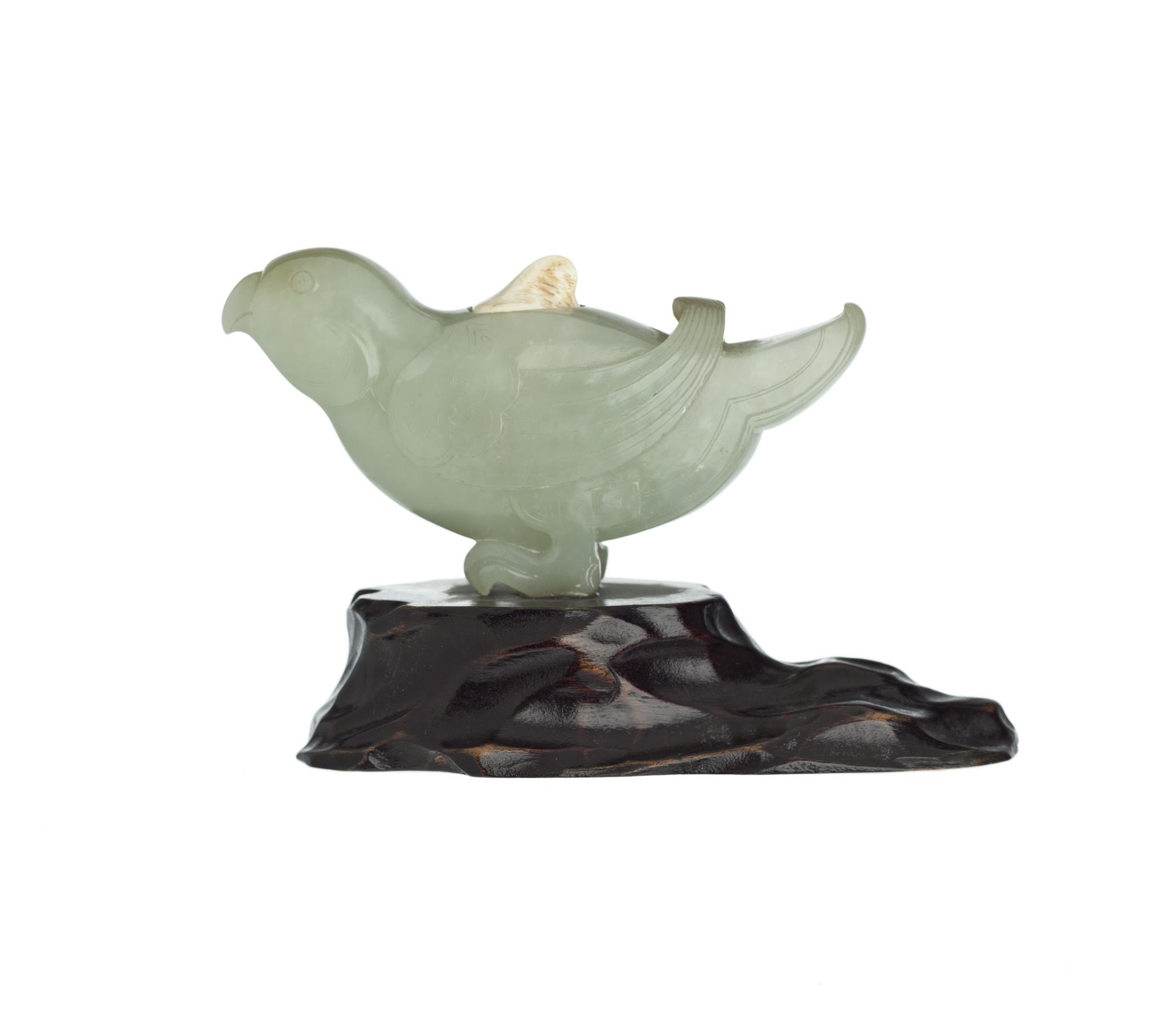 Jade container in the shape of a parakeet: China, 19th century.