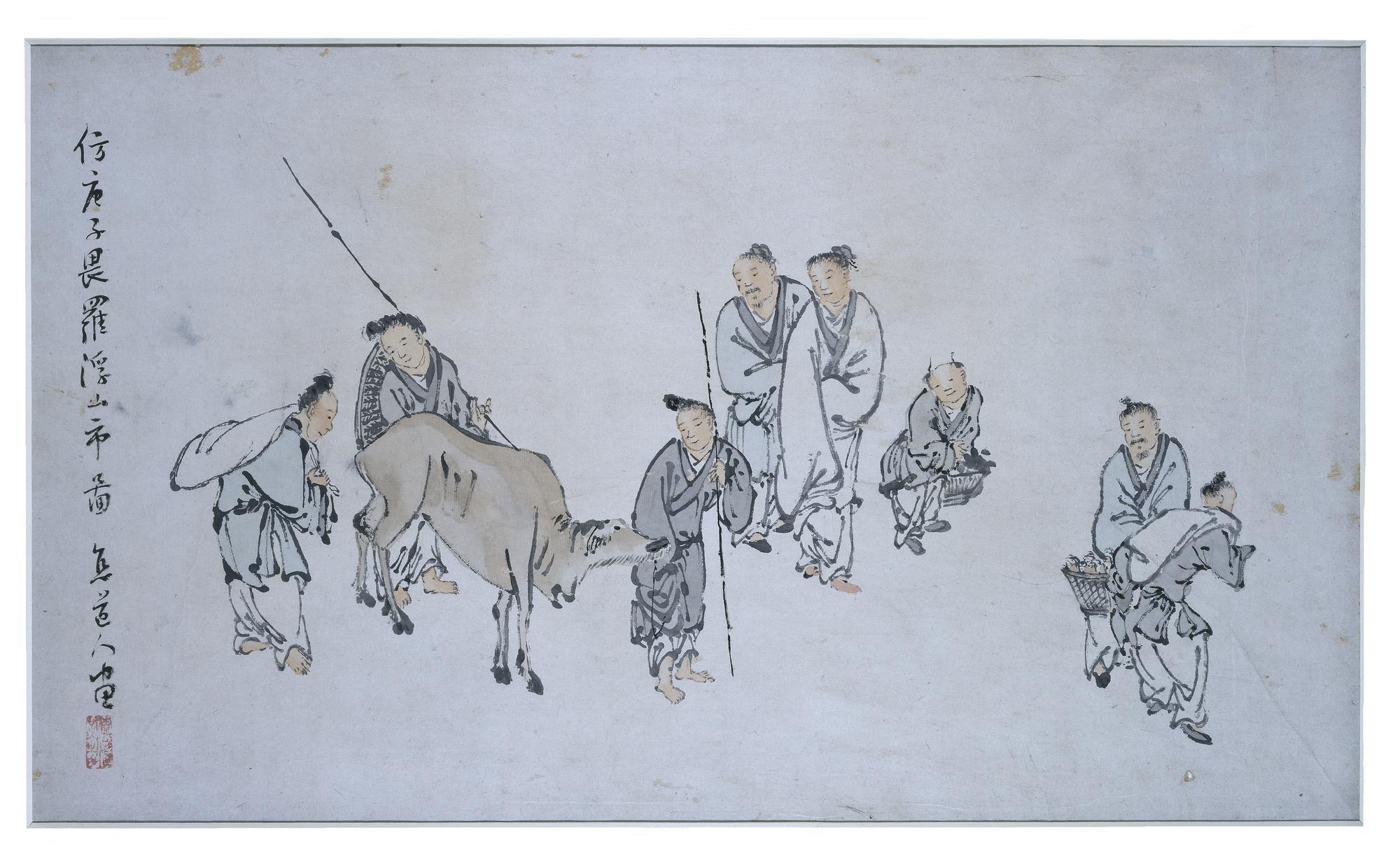  Painting of market day at the Lou Fou Hills, in ink and colour on paper: China, by Liu Tian. Collected by Sir James Stewart Lockhart. With permission of George Watson's College.
