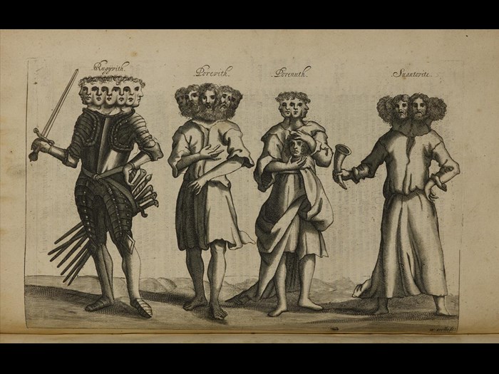 Rugyvith, Porevith, Porenuth, Suantovite from Britannia antiqua illustrata, by Aylett Sammes, 1676.