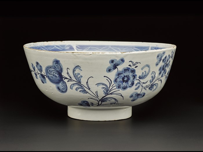 Imported porcelain was very popular in the 18th century and British potteries were keen to make a similar product with a pure white base. James Watt was instrumental in Delftfield's ability to produce fine wares such as these.