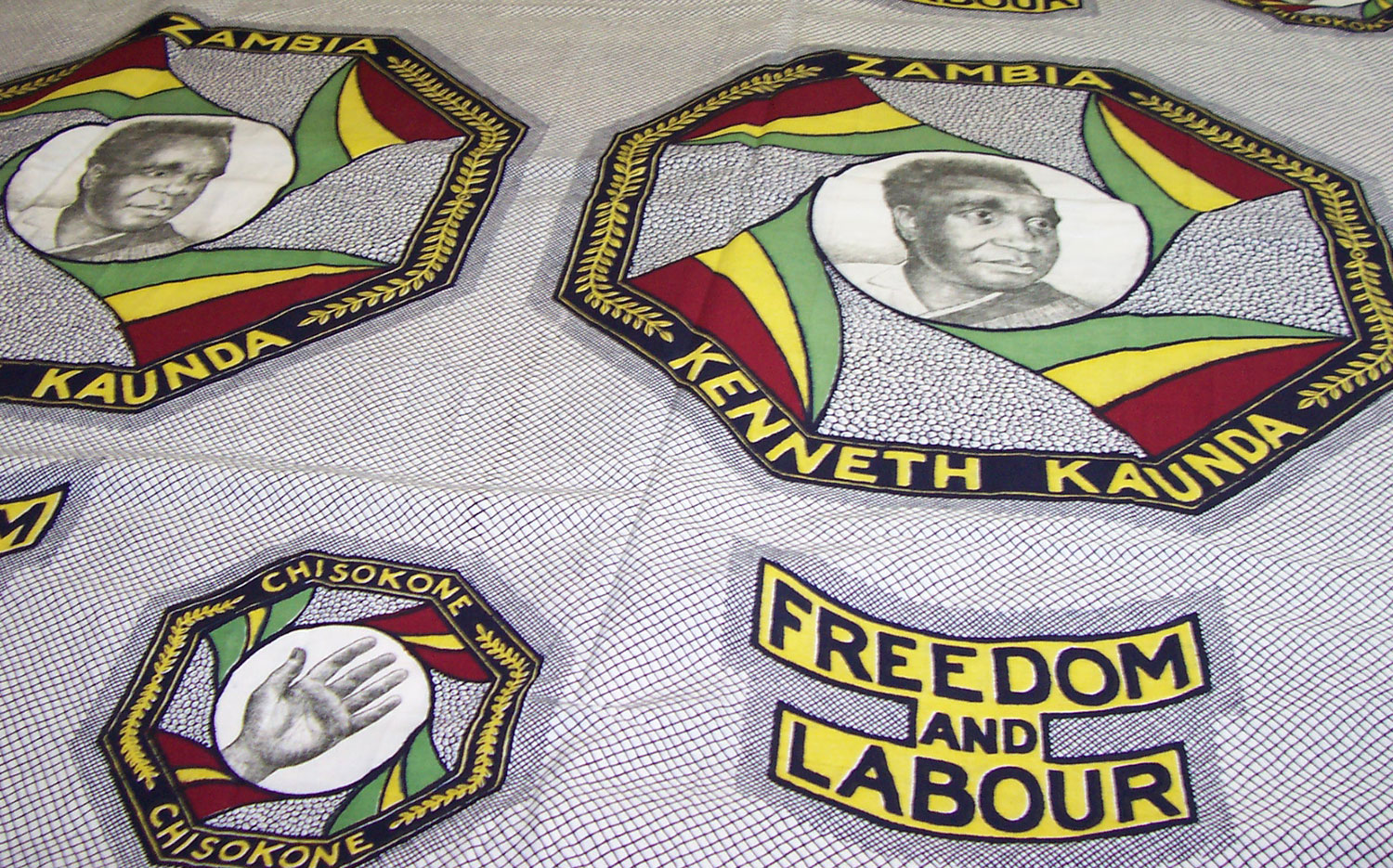Cotton cloth printed to celebrate first President Kaunda of Zambia following Independence in 1964: Africa, Southern Africa, Zambia, 1964.