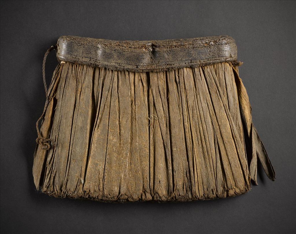 Skirt of barkcloth strips attached to waistband: Africa, Central Africa, Democratic Republic of the Congo, late 19th century.
