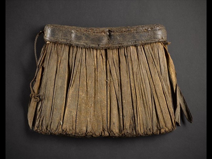 Skirt of barkcloth strips attached to waistband: Africa, Central Africa, Democratic Republic of the Congo, late 19th century.